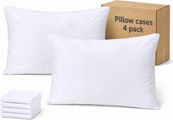 ZPECC White Pillow Cases Standard Size Set of 4, 20x26 Envelope Closure Pillowcases, Soft Plain Brushed Microfiber Covers Hypoallergenic Breathable