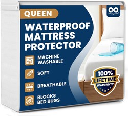 Everlasting Comfort Premium Queen Size Mattress Protector - Waterproof & Hypoallergenic, Noiseless Design, Washable Cover, 18" Deep Pocket, Bed Bug & Dust Mite Proof Cover for Sleep Hygiene