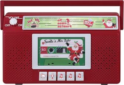 Mr. Christmas Santa’s Boom Box Radio – Retro 10-Inch Christmas Boombox with LED Lights, 9 Holiday Songs, 3 Santa Radio Stations, Battery Operated Holiday Decoration
