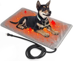 Texsens Cat Heating Pad - Heated Pet Bed Dog Mat with Chew Resistant Cord & Removable Soft Cover - Fits Outdoor Cat House (27.6" x 15.8")