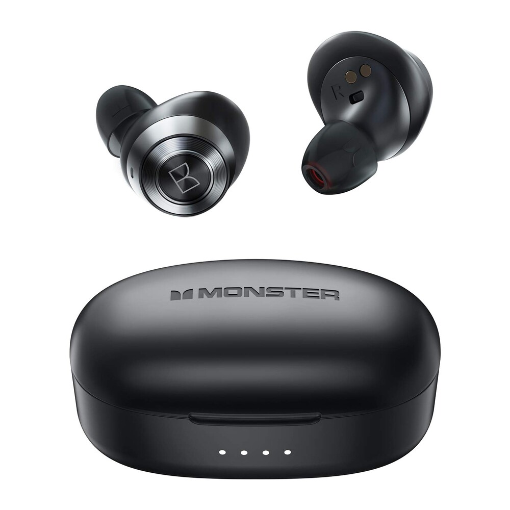 Monster Achieve 100 AirLinks Wireless Earbuds,Super Fast Charge,Bluetooth 5.0 in-Ear Stereo Headphones with USB-C Charging Case,Built-in Mic for Clear Calls,Water Resistant Design for Sports