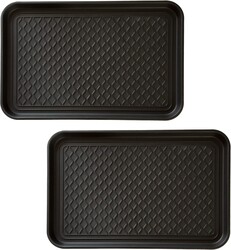Stalwart All-Weather Boot Tray, Indoor Outdoor Doormat for All Seasons, 2 pk Medium, Black
