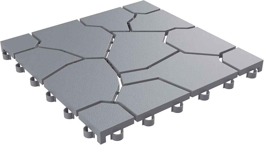 Pure Garden 30-Pack Polypropylene Interlocking Patio Deck Tiles - Weather-Resistant Outdoor Flooring for Balcony, Porch, and Garage (Gray)