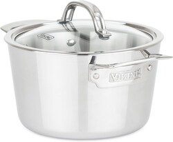 Viking Contemporary 3-Ply Stainless Steel Stock Pot, 3.4 Quart Soup Cooking Pot with Lid