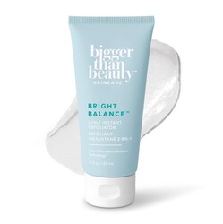 Bigger Than Beauty Skincare Bright Balance 2 in 1 Instant Exfoliator, Daily Exfoliator for Women with Hyaluronic Acid, Hydrating Face and Body Scrub for All Skin Types, Skin Care Routine, Vegan