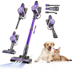 WLOTPO Cordless Vacuum Cleaner for Home, Lightweight Stick Vacuum Cordless Rechargeable with Power Suction, Up to 35 Mins Runtime, Hardwood Floor Vacuum for Pet Hair, Carpets, Tile(Purple)