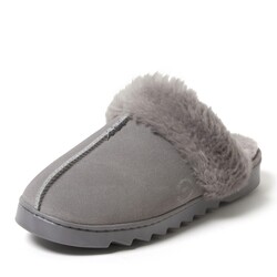 Dearfoams womens Fuzzy Memory Foam Genuine Suede Helena Scuff