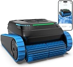 BOTLUXE Cordless Robotic Pool Cleaner, 5,000 GPH with 150μm Filter, Floor/Wall/Waterline Cleaning, Smart Zigzag Navigation, 5,200mAh Battery, App-Controlled Presets for Inground & Above Ground Pools