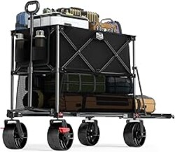 TIMBER RIDGE 400L Large Capacity Folding Double Decker Wagon with Brakes, 54" Extra Long Extender Wagon Cart, 450lbs Heavy Duty Collapsible Cart, All-Terrain Big Wheels for Camping, Sports, Shopping