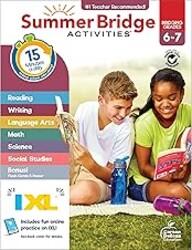 Summer Bridge Activities 6th to 7th Grade Workbooks All Subjects, Middle School Books With Math, Language Arts, Reading Comprehension, Science, Social Studies, Fitness, Flash Cards, and More