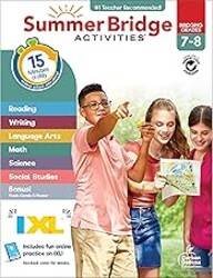 Summer Bridge Activities 7th to 8th Grade Workbooks All Subjects, Middle School Books With Math, Language Arts, Reading Comprehension, Science, Social Studies, Fitness, Flash Cards, and More