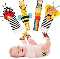 Infinno Baby Wrist Rattle Socks and Foot Finder Set, Perfect Baby Toys for 0-12 Months Newborn Boys and Girls As Shower Gifts, Garden Bug Series