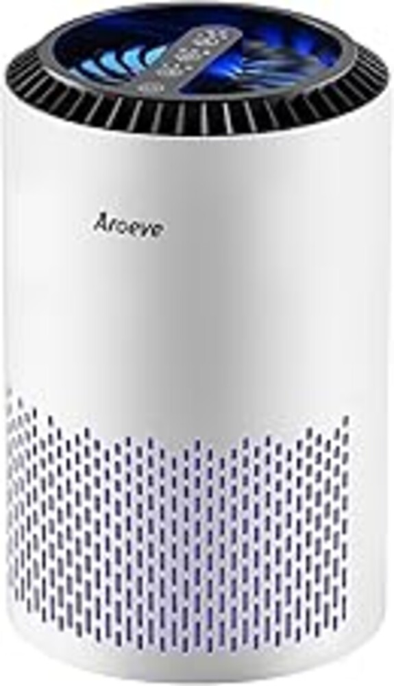 AROEVE Air Purifiers for Bedroom Home, Air Purifier For Smoke Pollen Dander Hair Smell Air Cleaner with Sleep Mode Speed Control For Bedroom Office, MK01- White(Available for California)