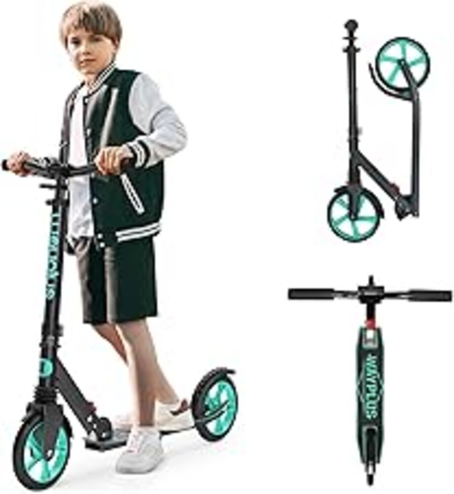 WAYPLUS KS1 Kick Scooter for Ages 6+,Kid, Teens & Adults. Max Load 240 LBS. Foldable, Lightweight, 8IN Big Wheels for Kids, Teen and Adults, 4 Adjustable Levels. Bearing ABEC9 FED Fitness