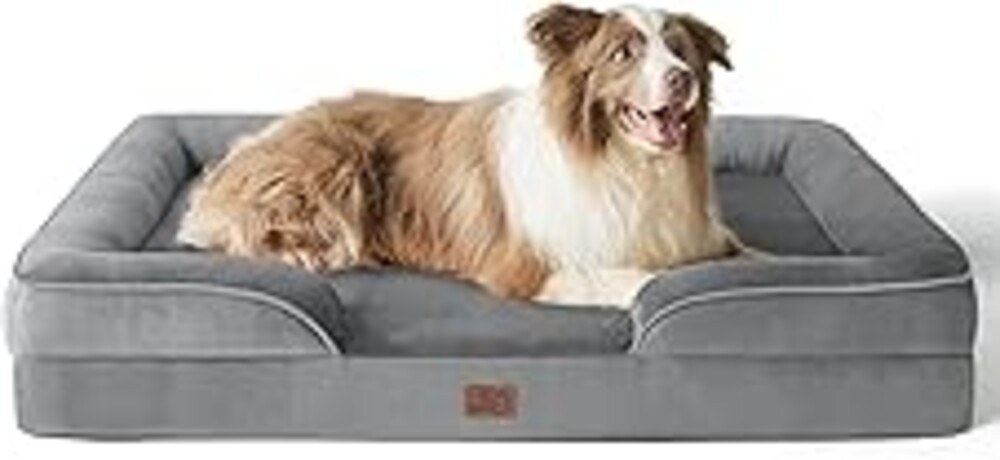 Bedsure L Plus Orthopedic Dog Bed for Large Dogs - Washable Dog Cat Bed Waterproof, L Plus Big Comfort Dogs Couch Sofa with Washable Removable Cover, Pet Bed with Nonskid Bottom, Grey, 38"