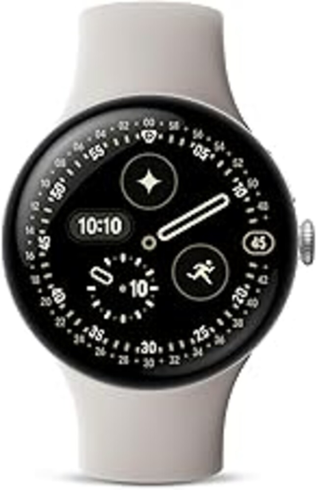 Google Pixel Watch 4 (45mm) - Android - 2 Years of Data- Heart Rate,Sleep & Fitness Tracking -40-Hour Battery - Polished Silver Aluminum Case - Porcelain Active Band - LTE -Google Pixel Watch app