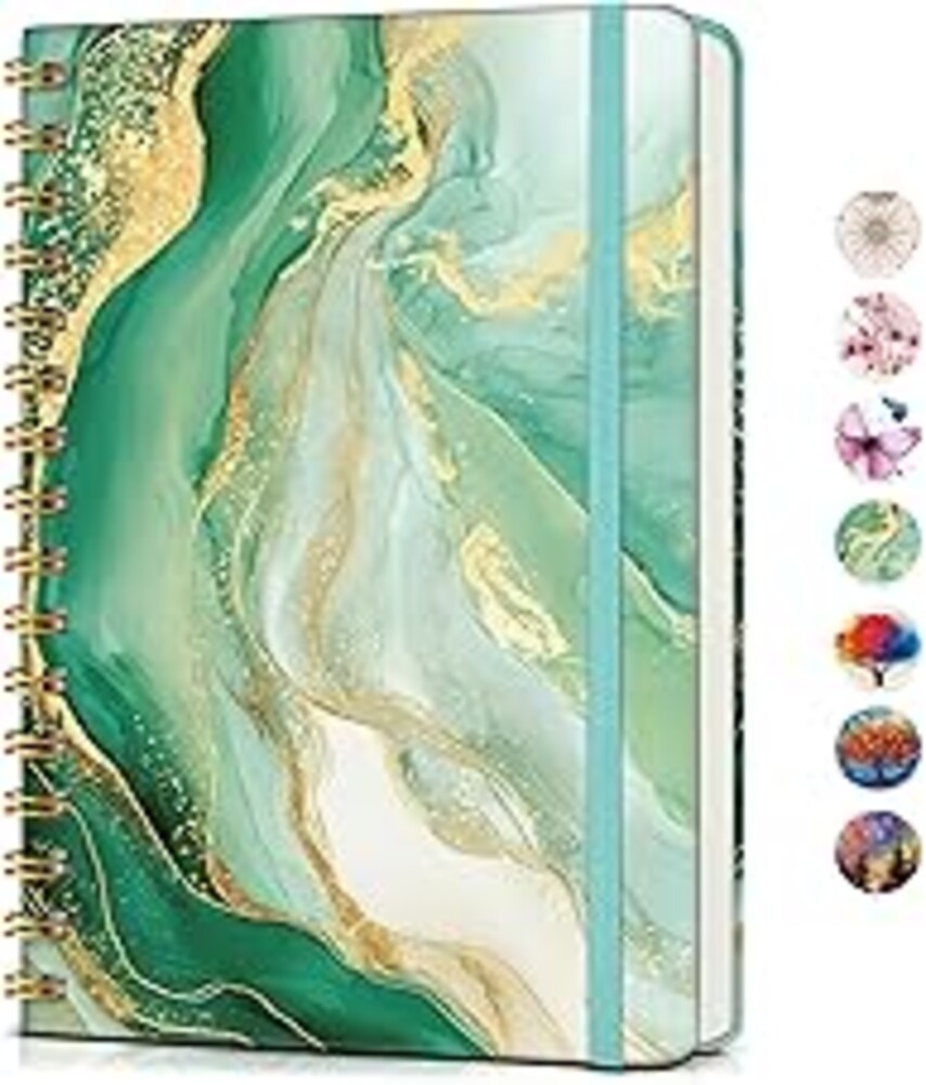 PAPEJOON Lined Spiral Journal Notebook for Women, A5 Cute Hardcover Spiral Journals for Writing, 150 Pages Pretty College Ruled Notebooks for Work & Note Taking, 5.75" x 8.38", Slate Marble