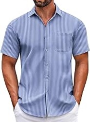 COOFANDY Mens Short Sleeve Casual Button Down Shirts Summer Untucked Dress Shirts with Pocket