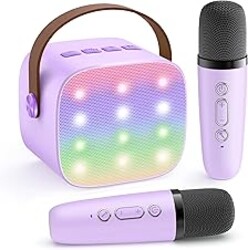 YLL Karaoke Machine for Kids, Portable Mini Speaker with 2 Wireless Microphones, TOP Kids Gifts for Girls Ages 3, 4, 5, 6, 7, 8, 9, 10+ Years Old, 4-12th Birthday Singing Present Toy Party (Purple)