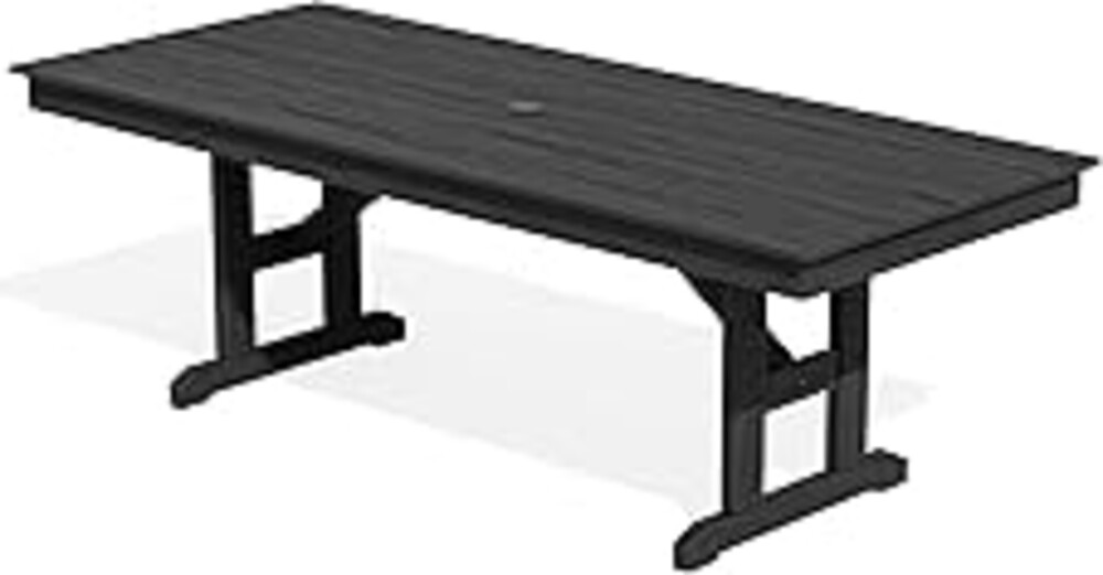 SERWALL Outdoor Dining Table, 84" Rectangular Dining Table for 6-10 Person, All Weather HDPE Outdoor Furniture for Backyard, Garden, Black