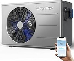 Varpoolfaye 30000 BTU Swimming Pool Heat Pump Above Ground Pool Heater 8000 Gallon Heating or Cooling Electric Pool Heater for Inground Pool WiFi Control Schedule 120V
