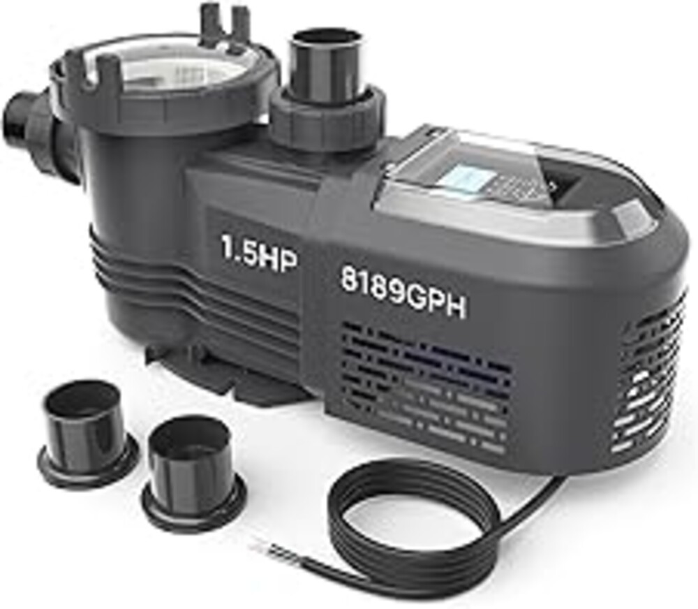 Aquastrong Variable Speed Pool Pump In/Above Pool Pump Energy Efficient High Flow Powerful Self Primming Swimming Pool Pumps with Filter Basket,Dark Black