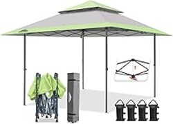 EAGLE PEAK 13x13 Straight Leg Pop Up Canopy Tent Instant Outdoor Canopy Easy Single Person Set up Folding Shelter w/Auto Extending Eaves 169 Square Feet of Shade (Gray)