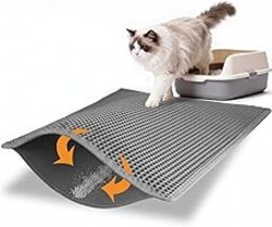 Pieviev Cat Litter Mat Double Layer Waterproof Urine Proof Trapping Mat 1 Pack (Gray, 30x24 Inch (Pack of 1))