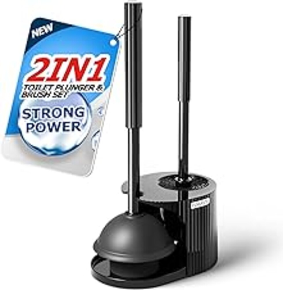 FORASTO 2 in 1 Toilet Plunger and Brush Set，Extended Handle Plunger，Toilet Bowl Brush Plunger Set, Bathroom Cleaning Tools ，Toilet Brush Plunger Combo，Cleaning Brush，Bathroom Cleaning Supplies