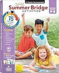 Summer Bridge Activities Preschool to Kindergarten Workbook, Activity Book Ages 4-6 With Math, Phonics, Handwriting Practice, Fitness, Flash Cards, Stickers, and More (Volume 1)