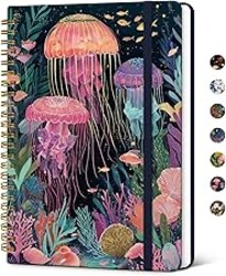 Taja Lined Spiral Notebook Journal for Women A5(5.8" × 8.3"), Cute Hardcover Notebook for Work, School & Note Taking, Pretty College Ruled Journal for Writing, 140 Pages, Jellyfish