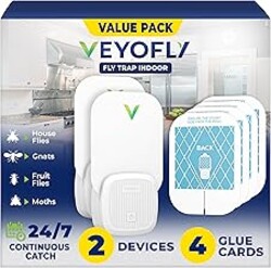 VEYOFLY Fruit Fly Traps for Indoors (2 Device + 4 Refills), Gnat Trap Indoor Plug in, Bug Traps, Flying Insect Trap, Gnat Traps for House Indoor, Fly Trap Indoor for Home Bug Light, Gnats Catcher