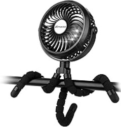 AMACOOL Battery Operated Stroller Fan, Baby Travel Essentials for Beach Disney, Newborn Boy & Girl Showers Gifts Registry Search, Rechargeable Clip On Fan for Car Seat Wagon Crib Bike Treadmill