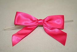 Reliant Ribbon 5170-17505-3X2 Satin Twist Tie Bows - Large Bows, 7/8 Inch X 100 Pieces, Shocking Pink