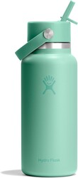 Hydro Flask Water Bottle - Insulated Stainless Steel - Wide Mouth Flex Straw Lid, Non Spill, Leakproof and Refillable in 32 Oz Mermaid Green