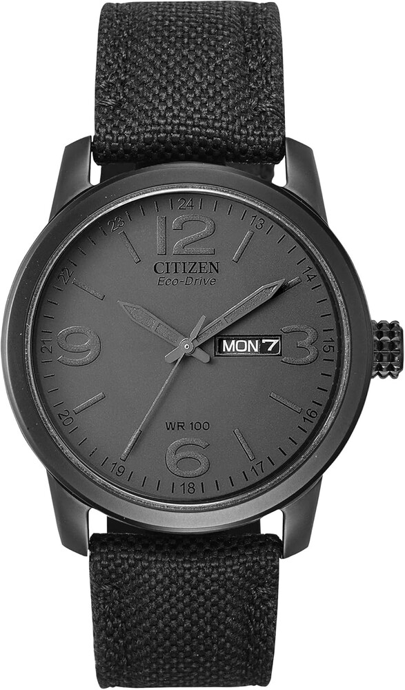 Citizen Men's Eco-Drive Weekender Garrison Field Watch, Stainless Steel Black Ion Plating with Black Nylon Strap, Navy Dial (Model: BM8478-01L)
