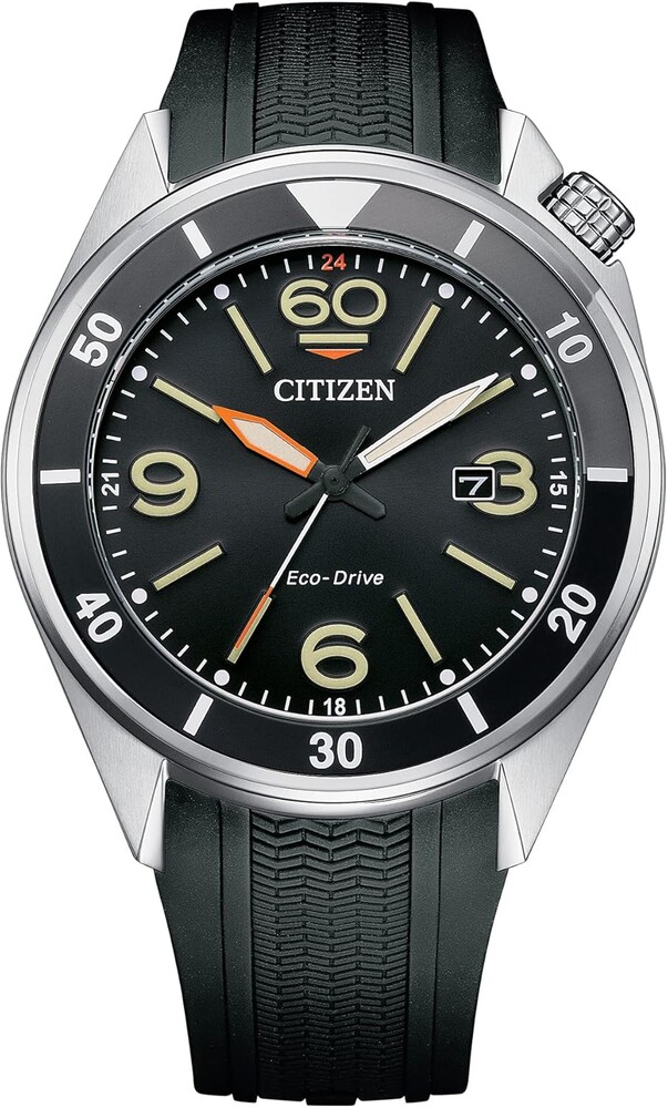 Citizen Men's Eco-Drive Weekender Sport Men's Watch in Stainless Steel and Polyurethane Black Strap, Black Dial (Model: AW1710-04E)