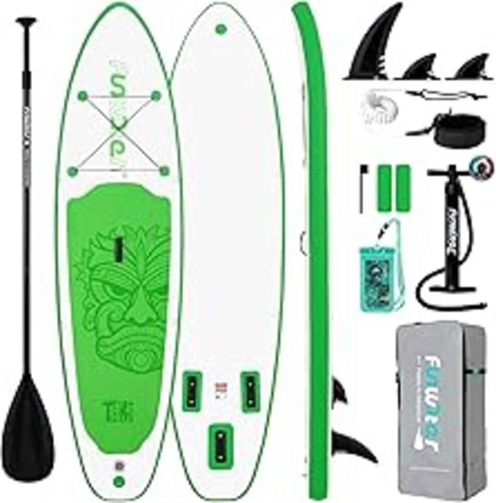 FunWater 8'/10'/10'6"/11'6" Inflatable Stand Up Paddle Board with Premium SUP Paddleboard Accessories, Wide Stable Anti-Slip EVA Deck,Paddle Boards for Adults & Youth of All Skill Levels