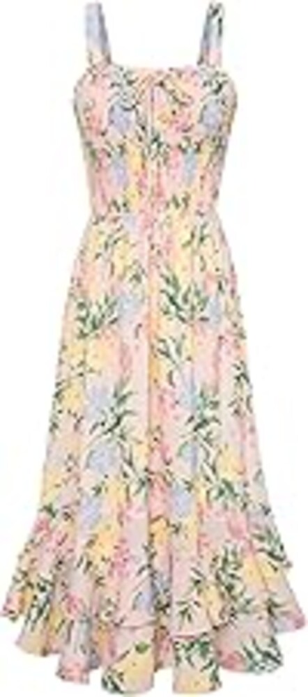 GRACE KARIN Women's 2026 Summer Floral Boho Dress Square Neck Strapped Swing A Line Sundress Beach Long Maxi Outfits