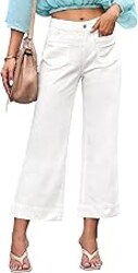 luvamia Wide Leg Jeans for Women Trendy High Waisted Flare Jeans Cropped Denim Pants Stretchy Baggy with Patch Pockets