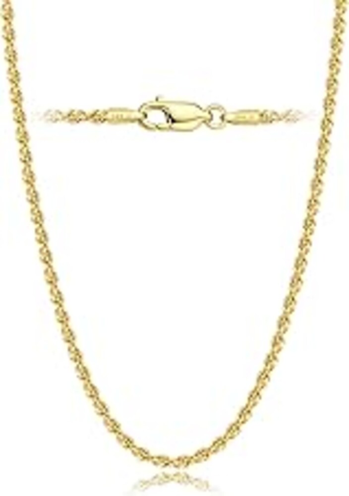 AHSIWC 14K Gold Chain Necklaces for Women & Men, 1.5mm/2mm/2.5mm Simple Rope Link Chain for Womens Dainty Non-Tarnish Necklace Unisex Sizes 16-24 Inches Cadenas De Oro 14K Para Mujer