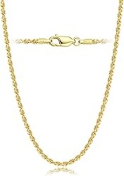 AHSIWC 14K Gold Chain Necklaces for Women & Men, 1.5mm/2mm/2.5mm Simple Rope Link Chain for Womens Dainty Non-Tarnish Necklace Unisex Sizes 16-24 Inches Cadenas De Oro 14K Para Mujer