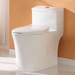 HOROW T0338W Compact One Piece Toilet, ADA Chair Height 17.3", Elongated Bowl, Dual Flush 0.8/1.28 GPF, White, 12 Inch Rough-In