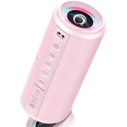 Portable Bluetooth Speaker, 2026 Bluetooth 5.4 Wireless Speaker with 20W HD Loud Stereo Sound, 20H Playtime, LED Lights, IP7, TWS Pairing, Built-in Mic, for Outdoor, Home, Beach, Party, Gift, Pink