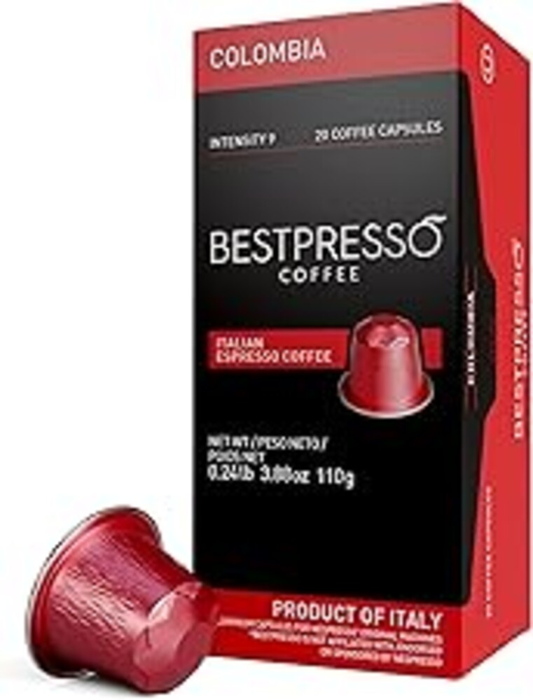 Bestpresso Coffee for Nespresso Original Machine 120 pods Certified Genuine Espresso Colombia Blend Pods Compatible with Nespresso Original