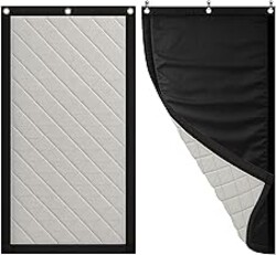 JaneTech Soundproof Curtain 82.6" x 47.2", Heavy Duty Sound Dampening Curtain with Grommets & Wall Hooks, Multi-Layer Acoustic Curtain for Noise Reduction & Light Blocking, Black, Single Curtain
