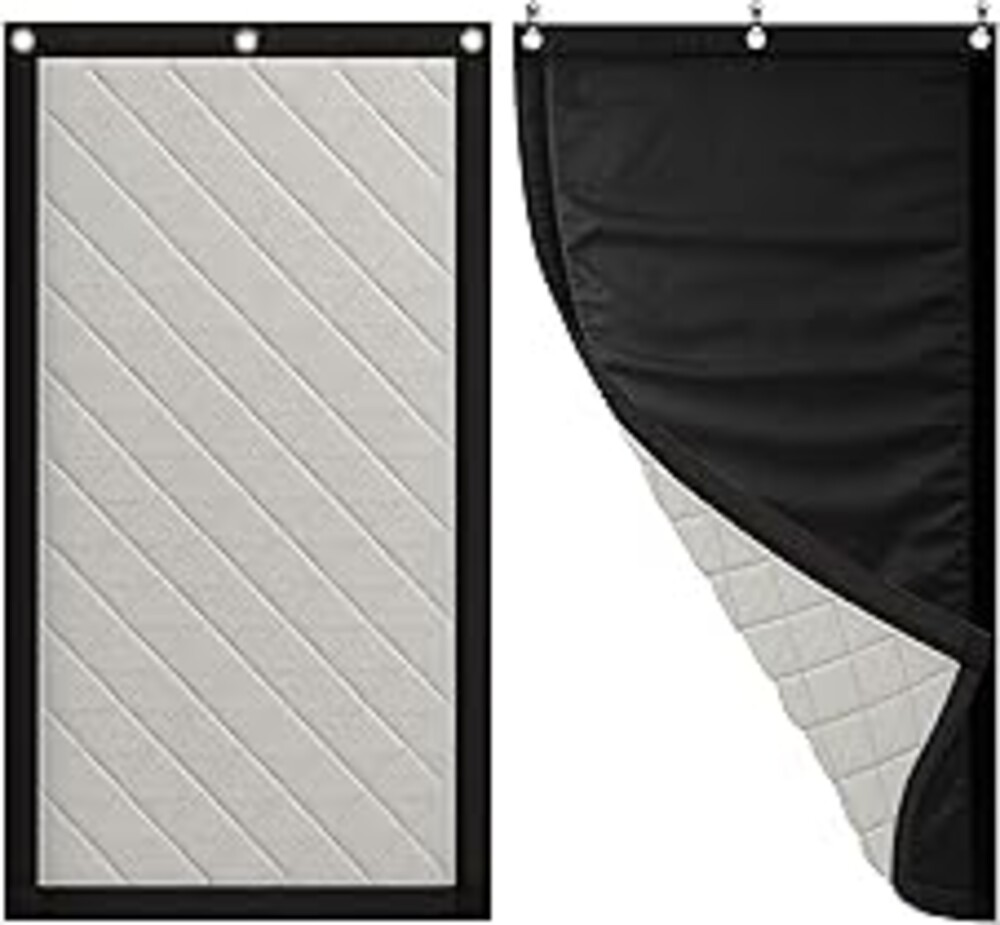 JaneTech Soundproof Curtain 82.6" x 47.2", Heavy Duty Sound Dampening Curtain with Grommets & Wall Hooks, Multi-Layer Acoustic Curtain for Noise Reduction & Light Blocking, Black, Single Curtain
