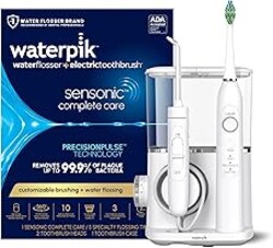 Waterpik Sensonic Complete Care Water Flosser and Rechargeable Electric Toothbrush Combo Set for Teeth Cleaning and Flossing, CC-04, White, Packaging May Vary
