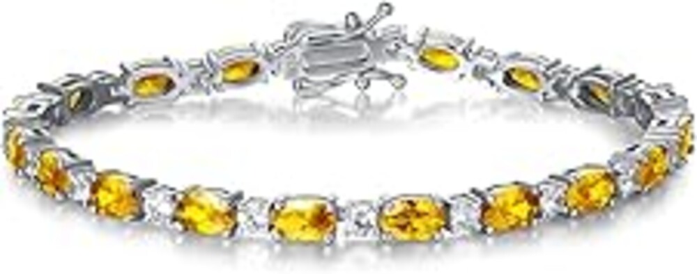 FANCIME Birthstone Bracelets Sterling Silver Tennis Bracelets Charm Fine Jewelry Birthday Gifts for Women 7"