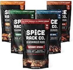 Spice Rack Co. BBQ Seasonings And Rubs - Smoking & Grilling Spices and Seasonings Sets, Grilling Accessories & Smoker Accessories, Unique Fathers Day Gift For Dad, Gifts For Father's Day (5 Pack)